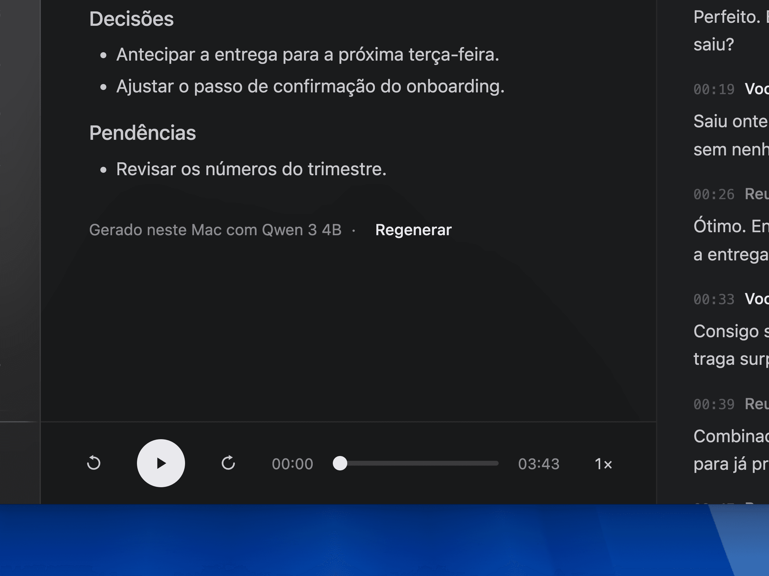 Botão de gerar o resumo outra vez